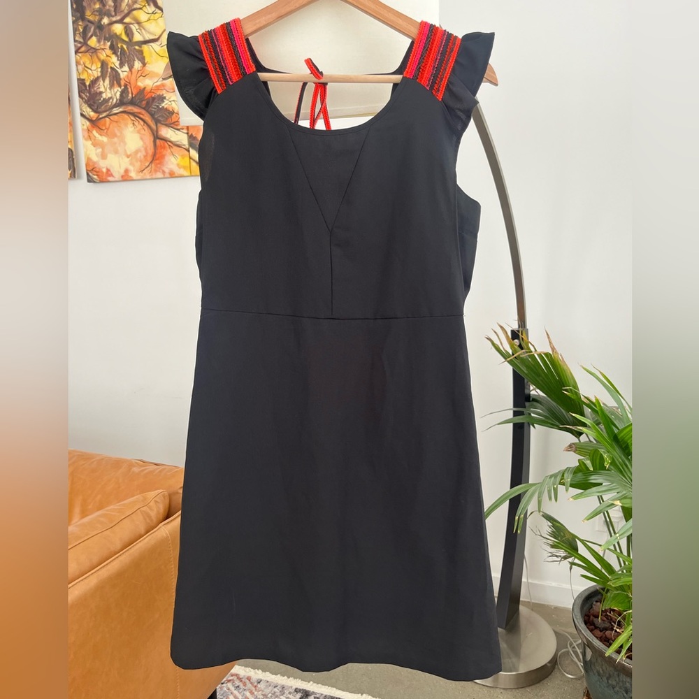 Maison Scotch Black Dress with Stitching & Chain Accents